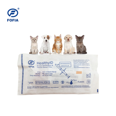 134.2kHz FOFIA แท็กอุณหภูมิสำหรับสุนัข ISO Microchip พร้อมเทคโนโลยีตรวจจับอุณหภูมิ