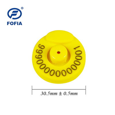 FDX - B ICAR แท็กหูอิเล็กทรอนิกส์พร้อมชิป EM สำหรับฟาร์มโคและแกะ เส้นผ่านศูนย์กลาง 29 มม