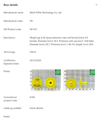 TPU ไม่แบ่งปัน ICAR Code ตราหูอิเล็กทรอนิกส์สําหรับการเลี้ยงสัตว์และการจัดการด้วย BLE Reader OEM