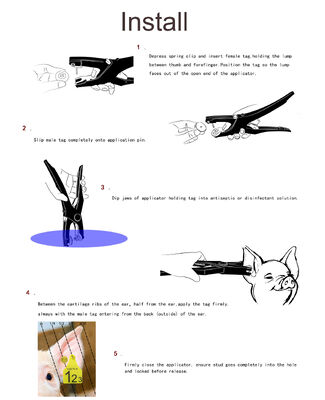 หนาวทน Ear Tag Applicator จับ เหมาะสําหรับวัว แกะหมู วัวแพะสัตว์เลี้ยง Ear Tagger อุปกรณ์โลหะ