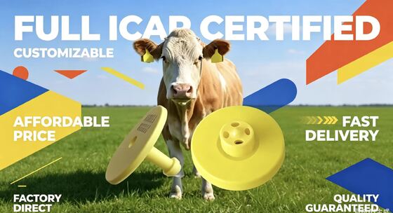 FULL ICAR Certified Durable FDX-B Electronic Ear Tags สําหรับการติดตามและระบุวัว สนับสนุนการติดตามสัตว์และการติดตามทางฟาร์ม