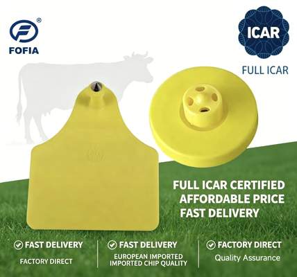 Electronic Ear Tags ISO11784 85 FDX B Compliant ICAR Certified Waterproof TPU RFID for Livestock Breeding and Traceability