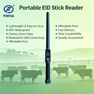 RFID Stick Reader พร้อม OLED Screen 3 Button User Interface และ Built In Buzzer สําหรับการทํางานง่ายในการจัดการสัตว์เลี้ยง