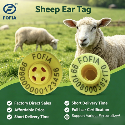 ET969 Sheep RFID Electronic Ear Tag ISO11784/11785 FDX-B Animal Identification Tag สําหรับการติดตามสัตว์เลี้ยง