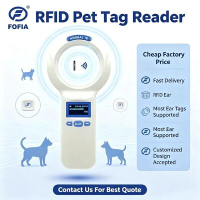 เครื่องอ่านมือถือ RFID PT200 พลาสติกที่ทนทานพร้อมหน้าจอ OLED 128x64 โปรโตคอล ISO11784 / 5 การอ่านระยะไกลสำหรับสัตว์เลี้ยงและการใช้งานในฟาร์ม
