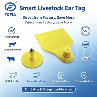 Fofia T904 รวมตราหูสัตว์ RFID TPU 72*57mm เลเซอร์โคดฟาร์มวัวหมูแกะ Icar