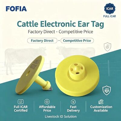 สินค้าใหม่ Full ICAR กันน้ํา RFID TPU สีเหลือง สัตว์ Ear Tags 14.5mm EM4305 ชิป 5 ปี การรับประกัน