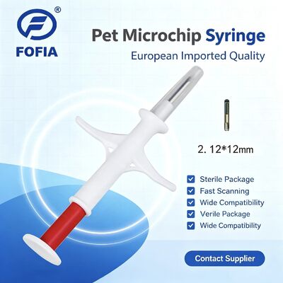 Fofia 2026 สินค้ายอดนิยมใหม่ RFID 134.2kHz วัสดุ PP ไมโครชิปประจำตัวสัตว์ ทนน้ำ สำหรับฟาร์ม สัตว์เลี้ยง ฉีด 1.5 ปี ป้ายหู RFID