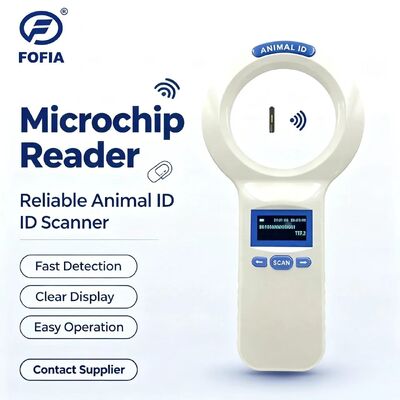 สีขาวกันน้ํา FOFIA PT200 RFID Reader มือ 128x64 OLED Screen 134.2kHz ความถี่การอ่านระยะไกล