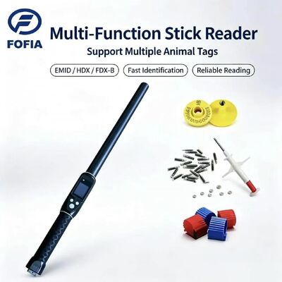 FOFIA กันน้ํา ระยะยาว 134.2kHz RFID Ear Tag Reader โปรต็อกอล ISO11784/5 ระยะอ่าน 30-100cm วัสดุ PVC สําหรับฟาร์ม