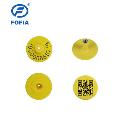 UHF อิเล็กทรอนิกส์ใหม่ RFID กันน้ํา TPU 5.7 มิลลิเมตร สีเหลือง สัตว์ Ear Tags ET933 + T901 ชิป 5 ปีรับประกัน Fofia การใช้งานวัว