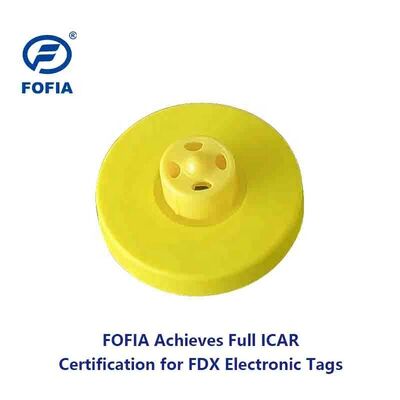 FOFIA ป้ายหูวัว RFID TPU สีเหลืองกันน้ำทนทาน รุ่นใหม่ ICAR ET908+T905 พร้อมชิปฟาร์ม รับประกัน 5 ปี ขนาด 14.5 มม.