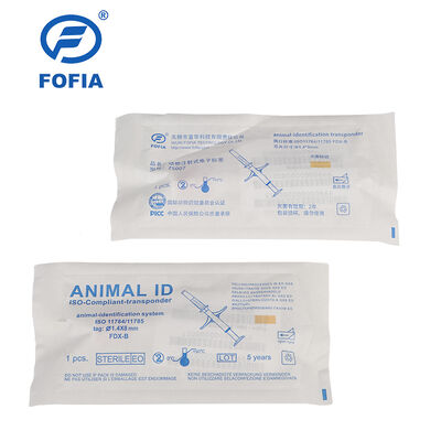 FOFIA ZS007 ICAR ได้รับการรับรอง 134.2kHz RFID Ear Tag สัตว์ไมโครชิป FDX/EM4305 IP67 กันน้ํา สีขาว PP 1.4x8mm สุนัขแมวสัตว์เลี้ยง
