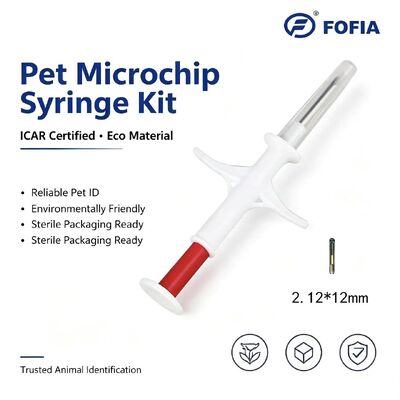 ไมโครชิปสัตว์เลี้ยง Fofia ใหม่ที่ได้รับการรับรอง ICAR RFID 134.2kHz PP กันน้ำ รับประกัน 1.5 ปี สำหรับแมวและสุนัข