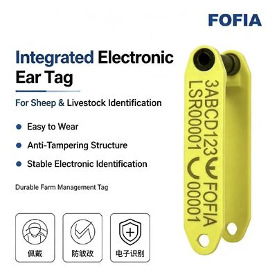 Fofia HDX ET969 ใหม่กันอุณหภูมิสูง ป้องกันการหลุดสีเหลือง TPU เลเซอร์โค้ดหูแกะ RFID ชิปการติดตามสัตว์
