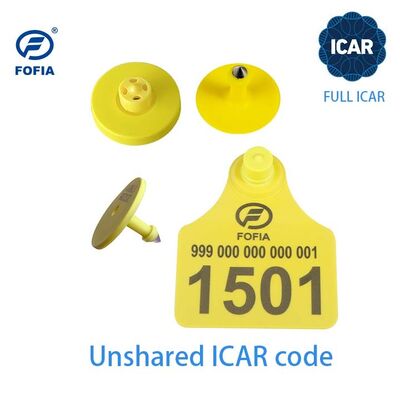 New Fofia Full ICAR ET908+T901 Waterproof RFID LF TPU Yellow Animal Ear Tags 14.5mm Cattle Cow Chips 5 Year Warranty 0.01g