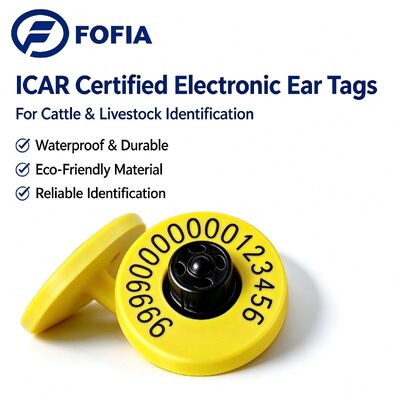 New Full ICAR Electronic Waterproof RFID TPU Yellow Animal Ear Tags 14.5mm ET908+T901 Chips 5 Year Warranty Fofia Cattle Use