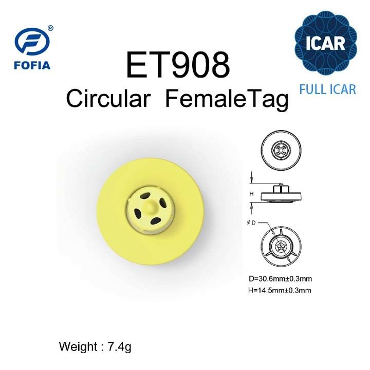 New Fofia Full ICAR ET908 วัว RFID LF Ear Tag วัสดุ TPU 350N ความตึงเครียด 5 ปี การรับประกัน ISO11784/5 ความสอดคล้อง การใช้งานฟาร์ม