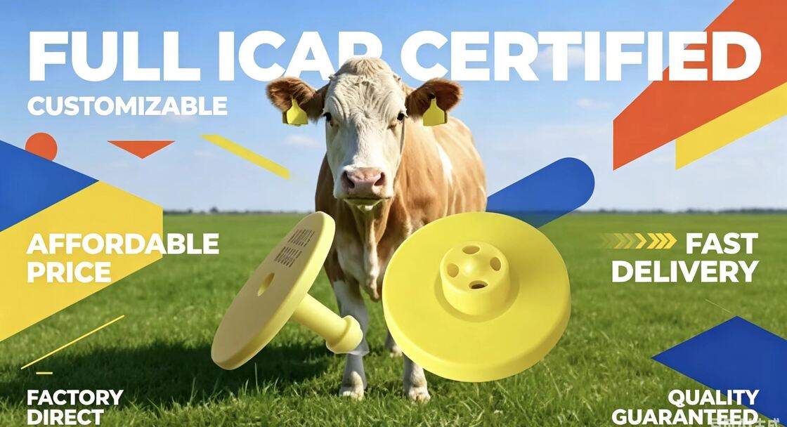 FULL ICAR Certified Durable FDX-B Electronic Ear Tags สําหรับการติดตามและระบุวัว สนับสนุนการติดตามสัตว์และการติดตามทางฟาร์ม