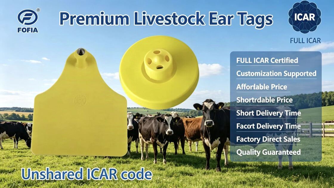 FULL ICAR Certified Waterproof Durable ET956/ET957+T967 แท็กหูอิเล็กทรอนิกส์สําหรับการติดตามและระบุแกะและแพะ สนับสนุนการติดตามสัตว์และการติดตามฟาร์ม