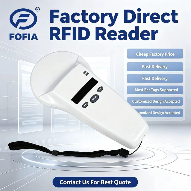 เครื่องอ่าน RFID แบบใช้มือถือกันน้ำพร้อมหน้าจอ OLED ขนาด 128x32 USB ForPlastic Long-Range Solution สำหรับสัตว์เลี้ยงและฟาร์ม & Ranch ใช้ 125khz