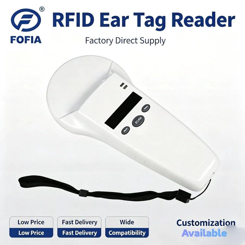 FOFIA พลาสติกทนทาน RFID Handheld Reader 128x32 หน้าจอ OLED/USB สำหรับระยะยาว Pet & ฟาร์ม/Ranch ใช้