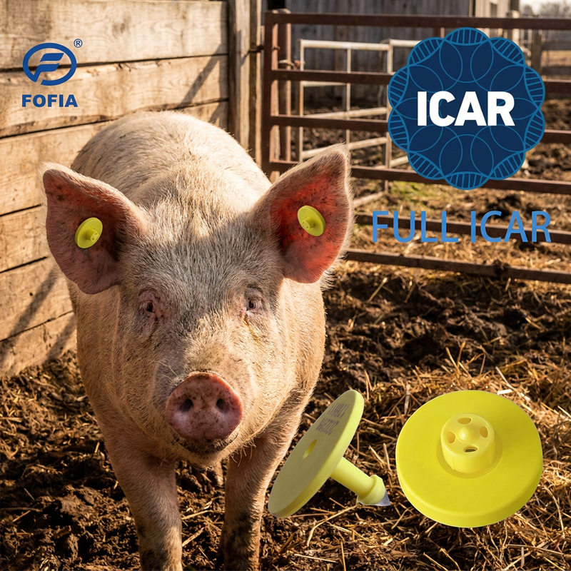 FULL ICAR ET908 กลมเครื่องหมายหูสัตว์ที่มี BLE Reader ISO11784/5 FDX-B กันน้ําและทนทาน