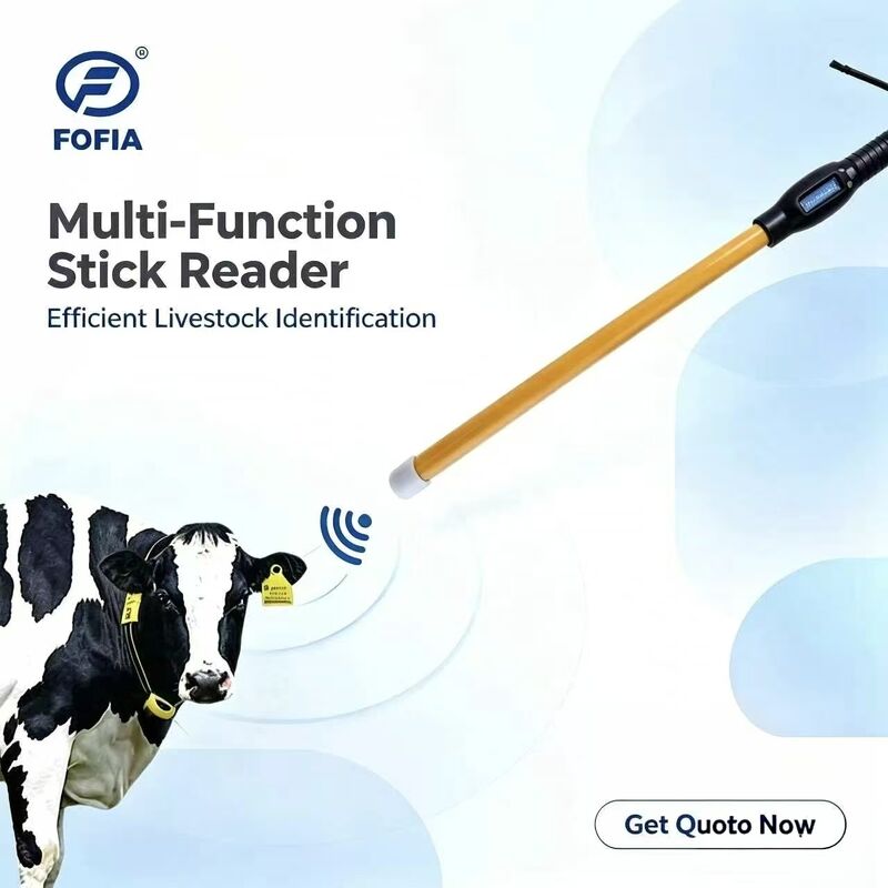 ใหม่ FOFIA กันน้ํา RFID Stick Reader 134.2kHz วัว ID USB RS232 7000 จดทะเบียน การเก็บข้อมูล ISO11784/5 ระยะทางการอ่านยาว
