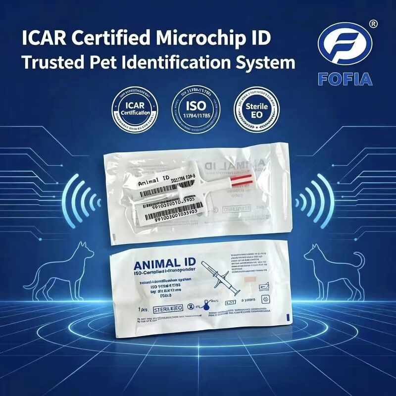 Fofia New ICAR Certified RFID 134.2kHz PP Animal ID Microchip กันน้ําสําหรับสุนัขและแมว ใช้การรับประกัน 1.5 ปี
