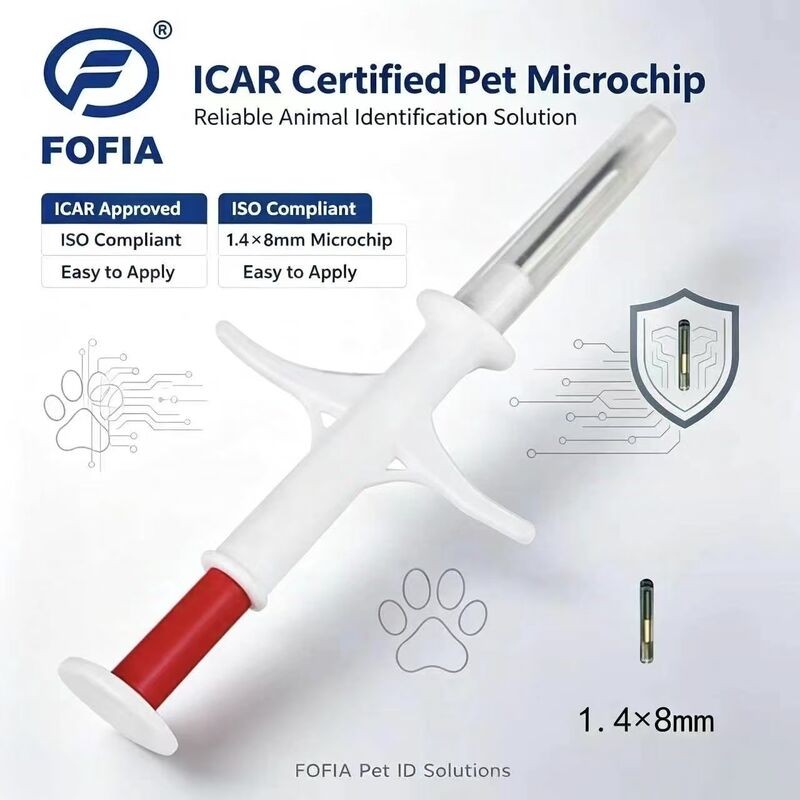 FOFIA ไมโครชิปสัตว์ RFID 134.2kHz FDX/EM4305 กันน้ำ IP67 สำหรับปศุสัตว์ วัว/หมู/แกะ สัตว์เลี้ยง แบบฉีด PP