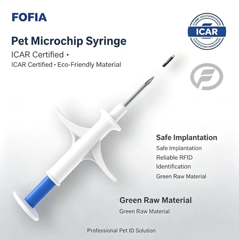 FOFIA ZS007 ICAR รับรอง 134.2kHz RFID ไมโครชิพสัตว์ FDX/EM4305 IP67 กันน้ำ PP สีขาว 1.4x8 มม. สุนัข แมว กระต่าย วัว ใหม่