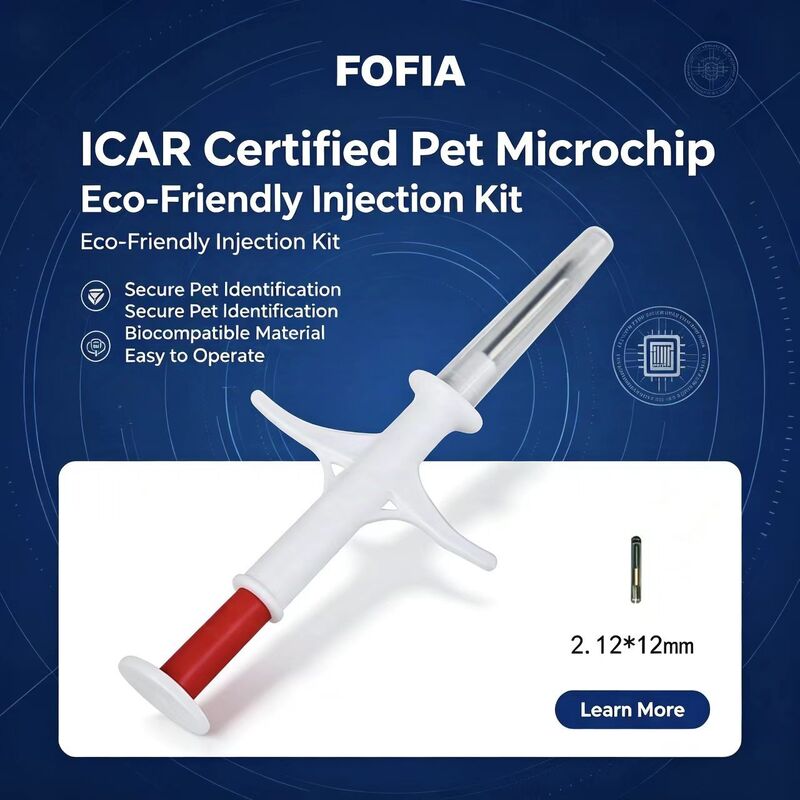 กันน้ํา โฟฟียา ใหม่ ขายร้อน RFID 134.2kHz PP วัสดุ ID สุนัข ไมโครชิป ฟาร์ม ใช้สําหรับสัตว์เลี้ยง การฉีด 1.5 ปี ตราหู รุ่นสีฟ้า