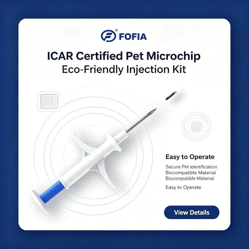 FOFIA ZS007 ICAR รับรอง 134.2kHz RFID สัตว์ไมโครชิป FDX/EM4305 IP67 กันน้ํา สีขาว PP 1.4x8mm สุนัขแมวสัตว์เลี้ยง