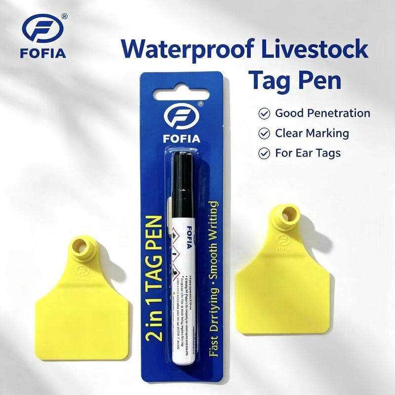 FOFIA New Plastic Cow & Pig Farm Livestock Identification Marker Waterproof Ear Tags with Mark Pen Black Ink 1 Year Warranty