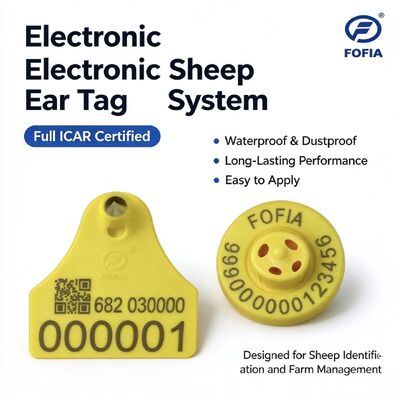 FULL ICAR รับรอง 134.2KHz FDX-B RFID TPU วัสดุสีเหลือง แมว วัว ตราหู การติดตามสัตว์เลี้ยงใหม่ ET957+T967 โฟฟีย 5 ปี